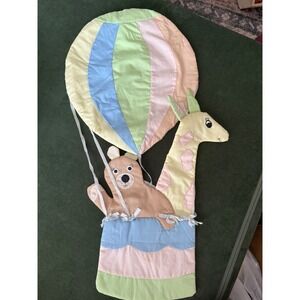 Vintage‎ Hot Air Balloon Wall Hanging Nursery Decor Bear Giraffe Pastel